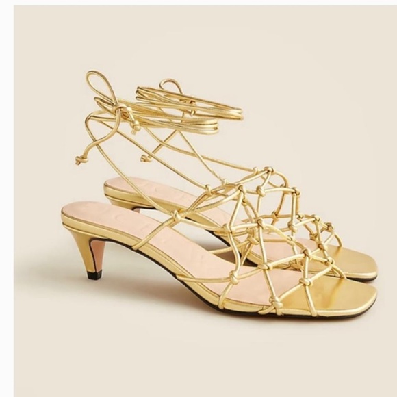 J.Crew Gold Lace-up Sandals SIZE 6 - Picture 1 of 2